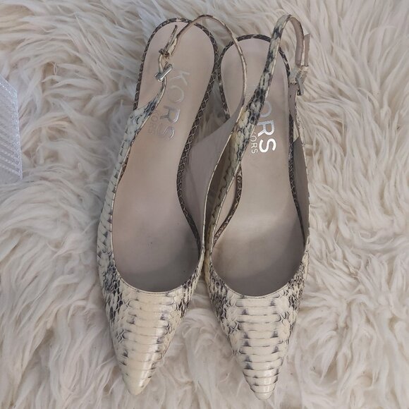 KORS Michael Kors Snakeskin Slingback Kitten Heel - Picture 2 of 11